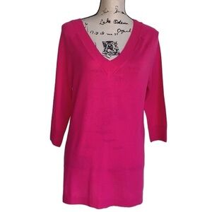 Anthropologie Moth Pink V-neck Merino Wool Tunic Sweater